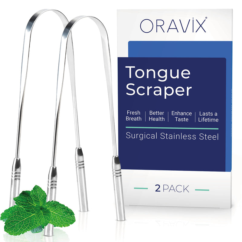 Tongue Scraper Stainless Steel | Two-Pack | Tongue Cleaner | for a Fresh Breath and Better Oral Health | Stainless Steel Tongue Scrapers | Tongue Cleaner for Kids and Adults | ORAVIX 2 - NewNest Australia