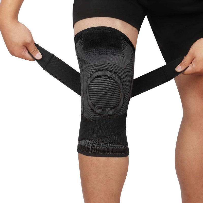 Knee Supports 2 Pack Knee Brace with Adjustable Strap Compression Knee Sleeves for Running Joint Pain Arthritis Meniscus Tear Cartilage Damage Tendonitis Quick Recovery Unisex Black Small - NewNest Australia