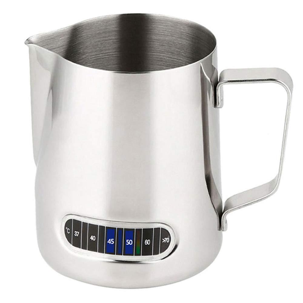 Milk Jug Stainless Steel Milk Frothing Pitcher with Thermometer Large 600ml for Coffee Machine Milk Frothing Jug Anti-Scald Easy to Clean - NewNest Australia