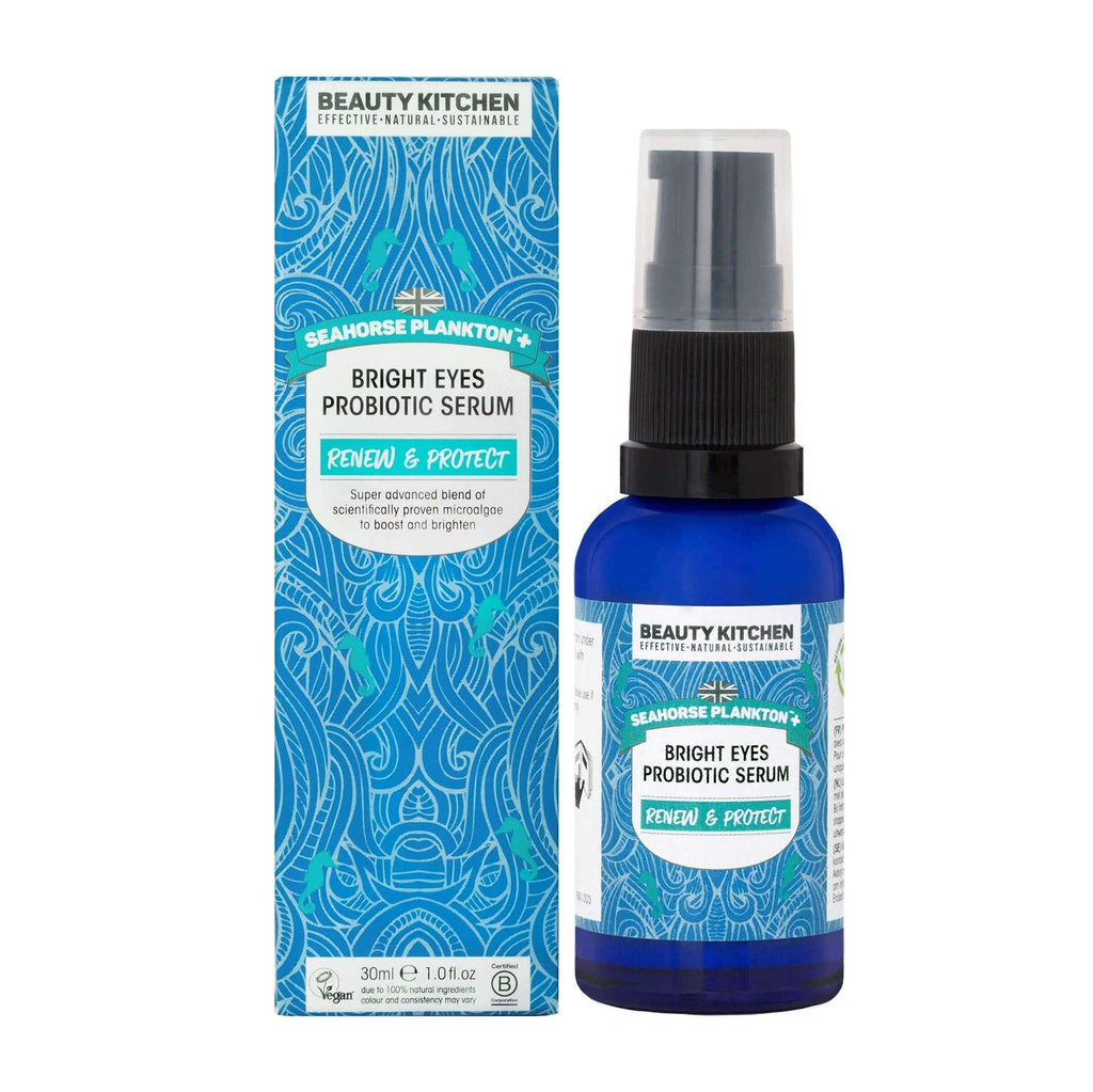 Beauty Kitchen Seahorse Plankton+ Bright Eyes Probiotic Serum - Fragrance Free Eye Serum for Sensitive Skin - 30ml Refillable Eco-friendly Bottle - Vegan Cosmetics 30 ml (Pack of 1) - NewNest Australia