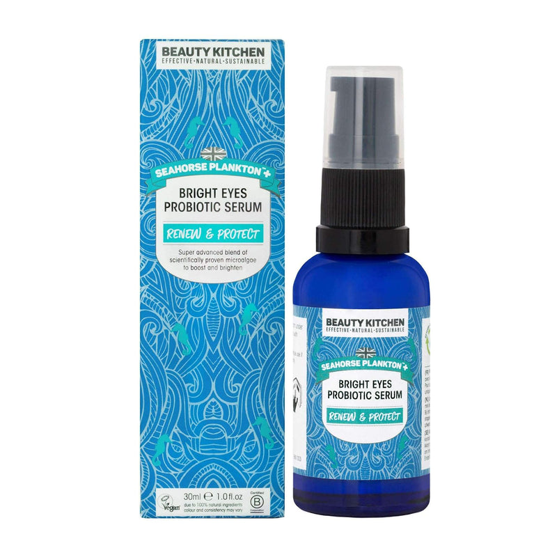 Beauty Kitchen Seahorse Plankton+ Bright Eyes Probiotic Serum - Fragrance Free Eye Serum for Sensitive Skin - 30ml Refillable Eco-friendly Bottle - Vegan Cosmetics 30 ml (Pack of 1) - NewNest Australia