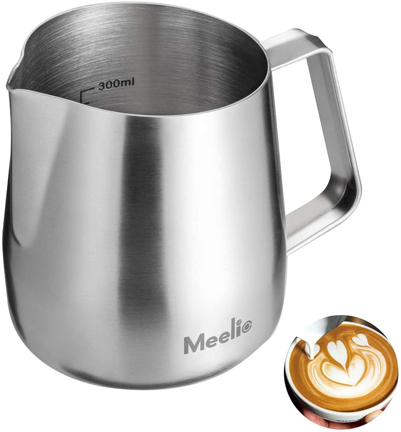 MeelioCafe Milk Frothing Pitcher, Stainless Steel Coffee Creamer Milk Frothing Pitcher Jug Cup with Measurement Mark , 14oz (420 ml) Espresso Steaming Pitcher , Mate Finish 420ML - NewNest Australia