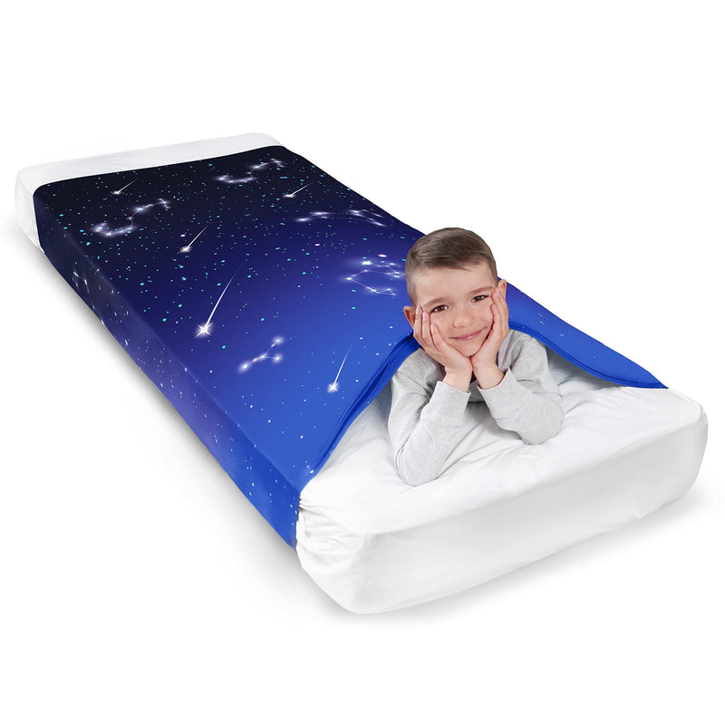 Sensory Compression Blanket | Lycra Bed Sheet for Kids & Adults | Star Theme | Deep Relaxing Feeling, Releases Oxytocin | Helps with SPD, Anxiety, ADHD, Autism and More | Cool & Stretchable | Single - NewNest Australia
