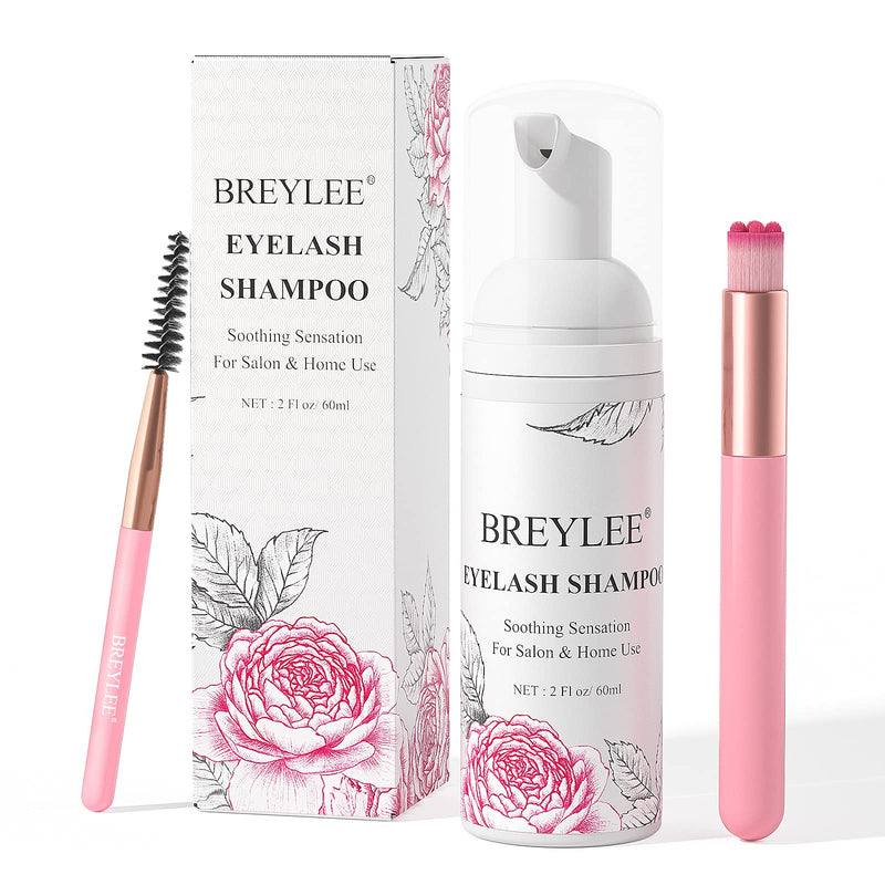 Eyelash Extension Cleanser, BREYLEE Eyelash Extension Shampoo Eyelash Extension Foam & Brushes Eyelid Cleanser for Makeup Remover Paraben & Sulfate & Oil Free for Salon and Home Use 3 Count (Pack of 1) - NewNest Australia