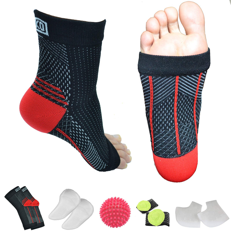 Atlecko 12-Piece Plantar Fasciitis Socks Kit, 2 PAIRS & Accessories - Compression Foot Sleeves, Arthritis Pain Relief, Ankle Support Brace Men & Women (L / XL) L/XL (UK 10 - 13) - NewNest Australia