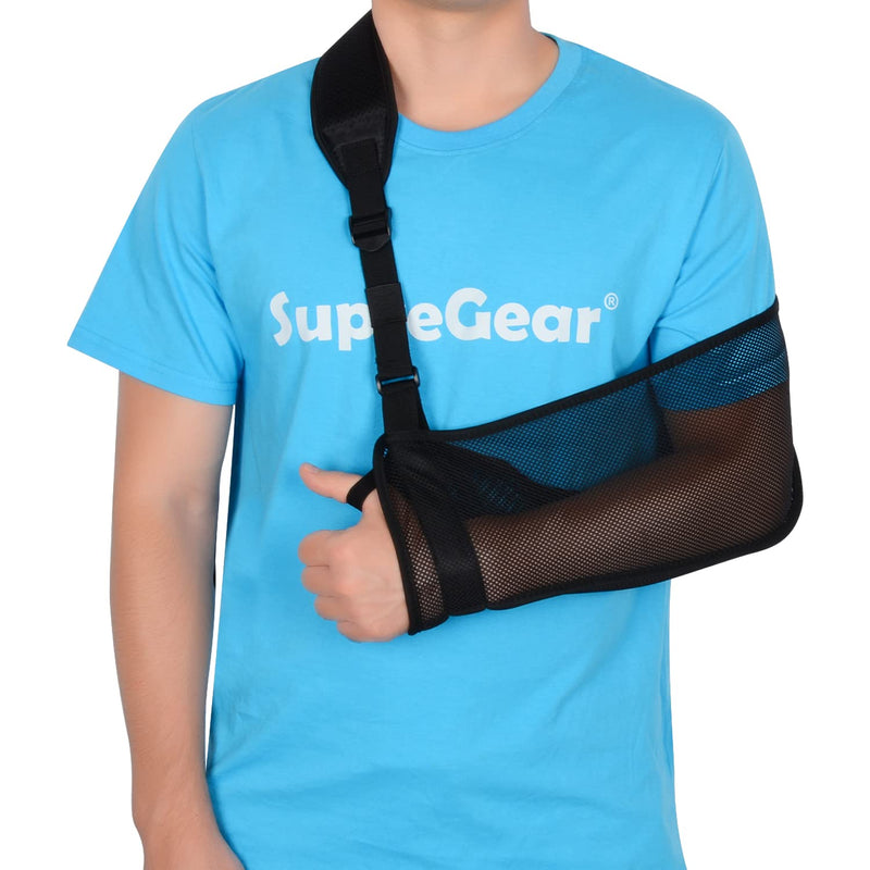 supregear Mesh Arm Sling, Adjustable Lightweight Comfortable Shoulder Arm Immobilizer Sling Breathable Right Left Shoulder Stabilizer Support for Injured Arm Elbow Wrist Hand Black - NewNest Australia