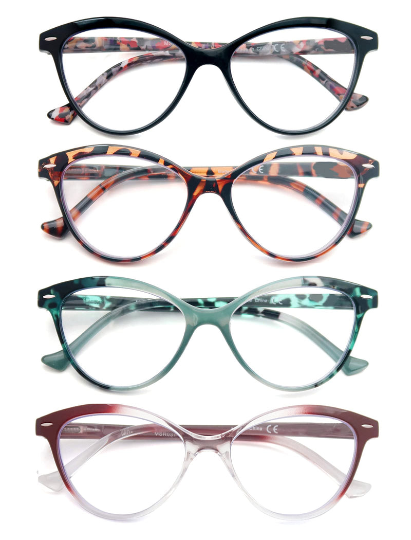 HEEYYOK Reading Glasses for Women Cateye ladies Readers,Beautiful Colors Ladies Cat Eye Womens Reading Glasses Flexible Spring Hinge Lightweigth Well Wear Look Younger +0.50 4 Pack Mix Color - NewNest Australia