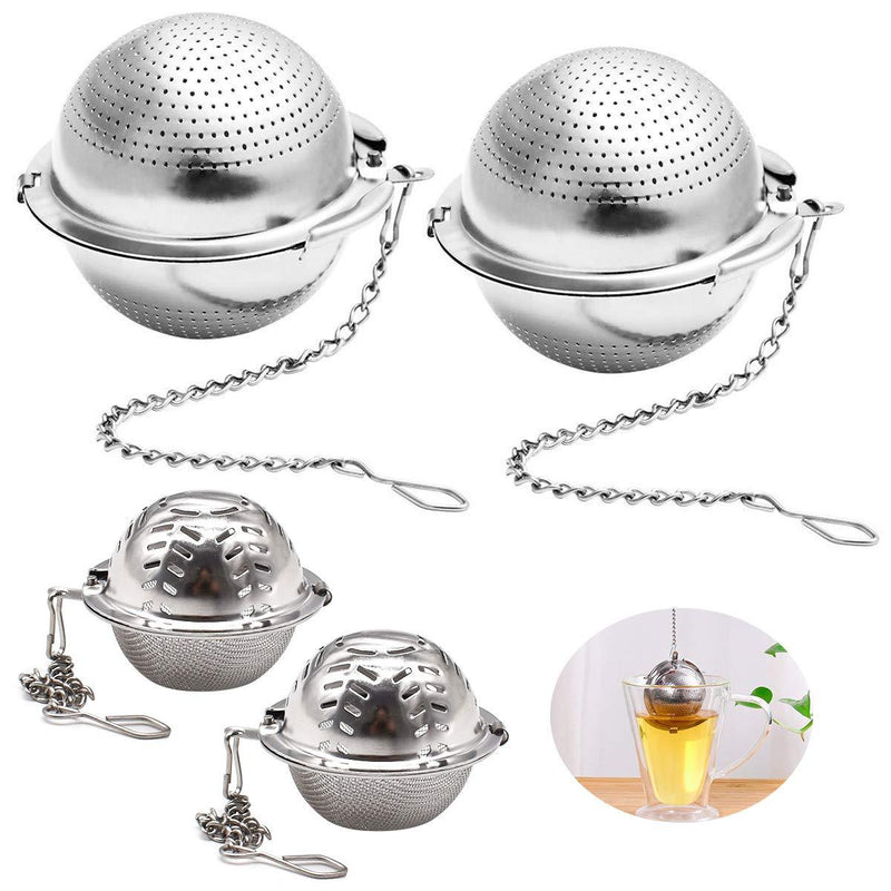 Zliger 4 Pcs Tea Ball Infuser Stainless Steel Tea Strainer Tea Filter Leaf Tea Infuser with Extended Chain Hook for Loose Leaf Tea and Spices - NewNest Australia