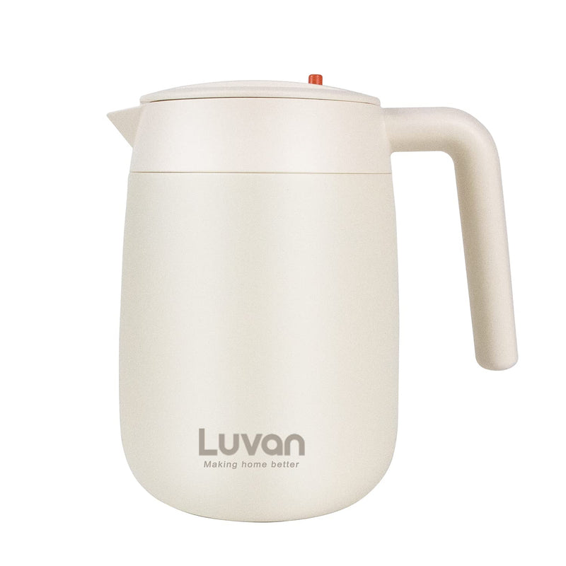 Luvan 1 Litre 18/10 Stainless Steel Thermal Coffee Carafe Double Walled Vacuum Jug Insulation Pot with Red Lock Button Top, 12+ Hrs Heat&Cold Retention, BPA Free,for Coffee,Tea,Beverage (Cream) Cream - NewNest Australia