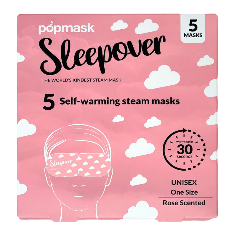 POPBAND Popmask Scented Self Heating Eye Mask for Sleeping - Warms In 30 Seconds, Natural Heat Source, Lasts For 20 Minutes - Pack of 5 ROSE Cotton Eye Masks With Ear Loops - NewNest Australia