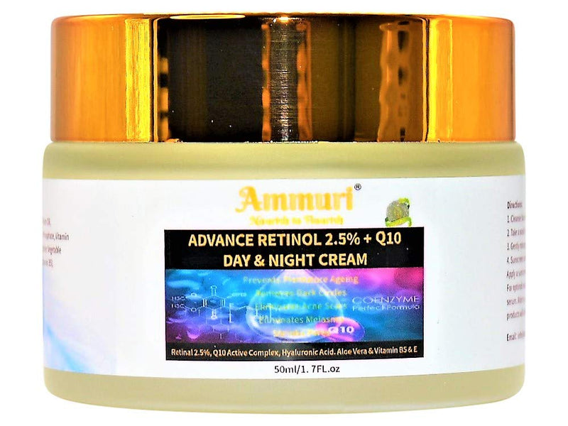 Ammuri Premium Skin Formula Q10 Face cream + Advance Retinol 2.5% Firming Day & Night Cream With Hyaluronic Acid Anti Wrinkle Face Moisturising Cream, Aloe Vera, Vitamin B5 & Vitamin E for Anti Ageing Advance Retinol 2.5% Night Cream - NewNest Australia
