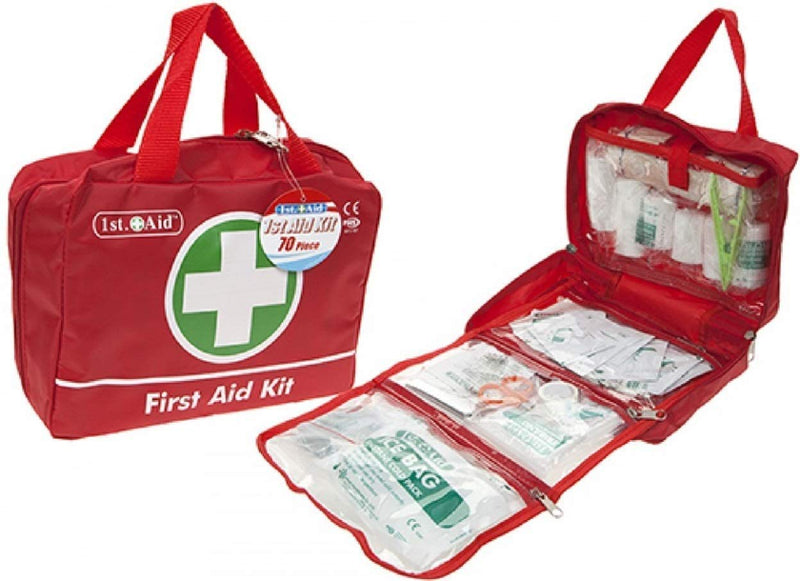 Ossian First Aid Kit – Complete 70pc Medical Emergency 1st Response Essentials Pack for Home Office School Car Travel Camping Work – Premium Set with Compact Red Organiser Storage Carry Bag - NewNest Australia