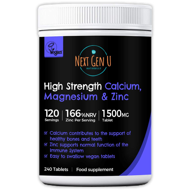 Calcium Magnesium and Zinc Supplement - 120 High Strength Vegan Osteo Tablets | Supports Healthy Nerve & Muscle Function | Vegetarian Friendly Calcium Supplement Complex - NewNest Australia