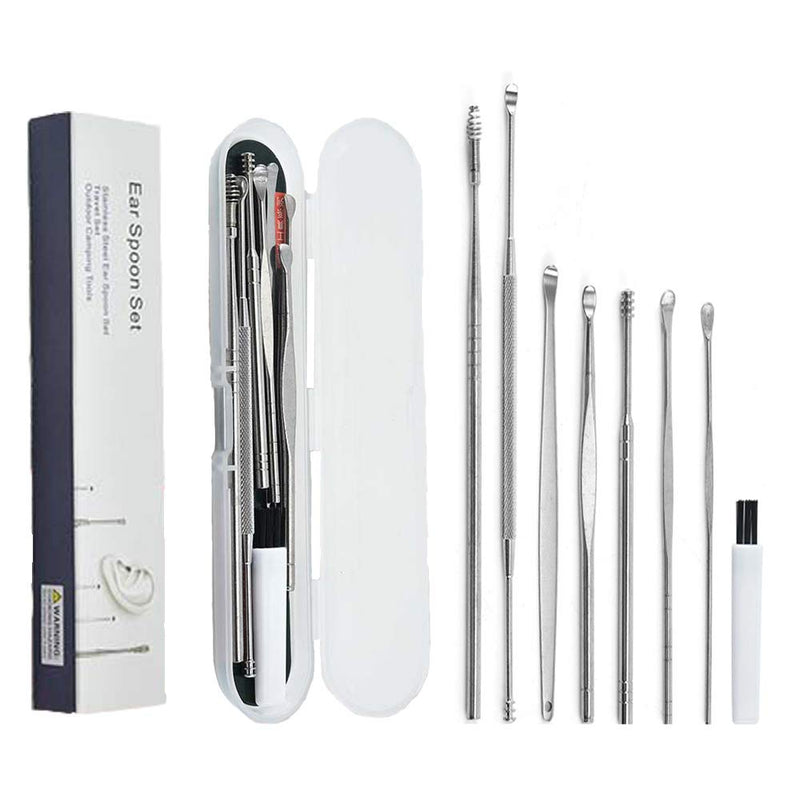 Ear Wax Removal Kit, 8 Pcs Ear Pick Earwax Removal Tool, Ear Cleansing Tool Set, Stainless Steel Ear Wax Remover with Storage Box, Reusable Ear Curette Wax Removal Set for Children & Adults - NewNest Australia