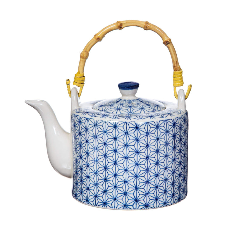 Sass and Belle Sashiko Pattern Teapot with Bamboo Handle - NewNest Australia