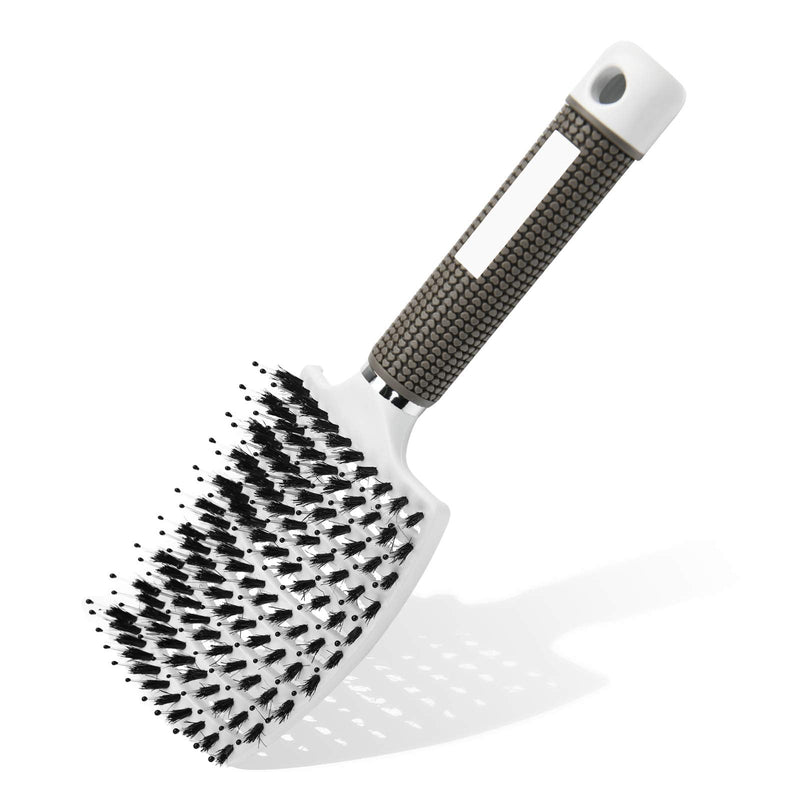 URAQT Hair Brush, Boar Bristle Paddle Hairbrush for Women, Soft Massage Hair Comb, Detangle Hair Brush for Long Thick Curly Hair, Reducing Hair Breakage and Frizzy White - NewNest Australia