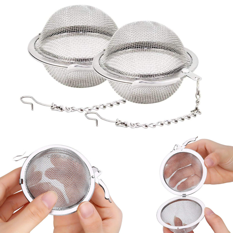 x2 Pack 7cm XL Stainless Steel Mesh Tea Ball Infuser, Tea Filter, Tea Strainer, Food and Kitchen Sieve - NewNest Australia