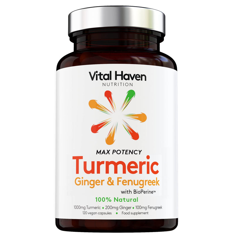 100% Natural - Triple Action: Turmeric, Ginger & Fenugreek - with Bioperine for Better Absorption - Vegan - High Strength - Premium Ingredients - for Healthier Joints - Made in The UK - NewNest Australia