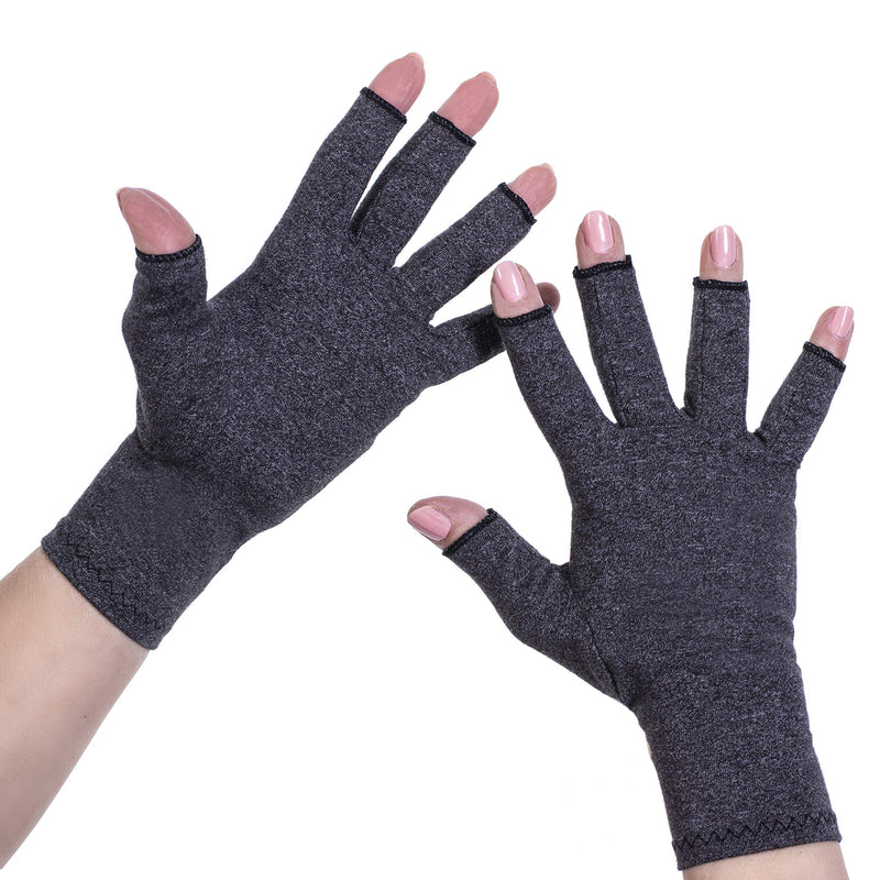 Open Finger Compression Gloves - Arthritis Gloves for Women, Men - Premium Joint Pain Relief - Rheumatoid and Osteoarthritis Hand Support - Ease Muscle Tension and Swelling - by Sandine (Black S) Black S - NewNest Australia