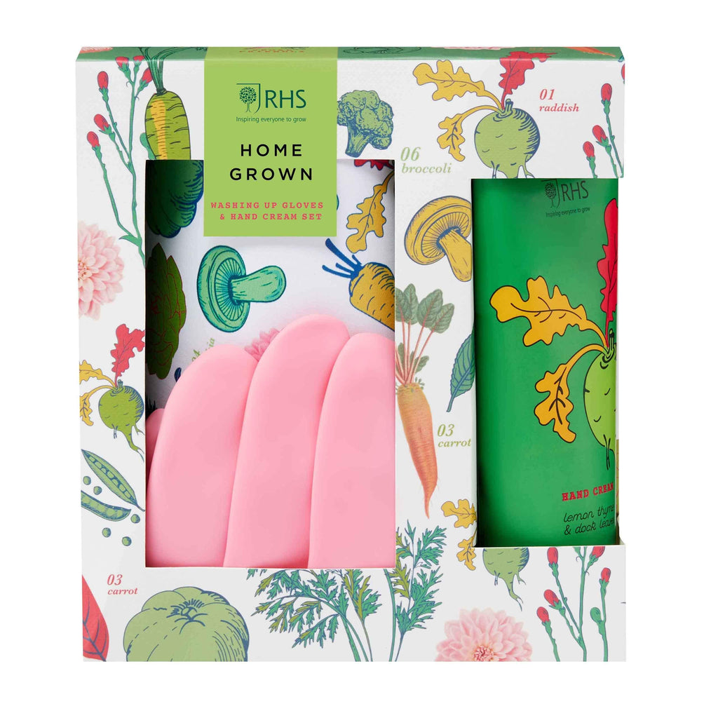 RHS Beauty Home Grown Washing Up Gloves & 100Ml Hand Cream Gift Set Washing Up Gloves Set - NewNest Australia