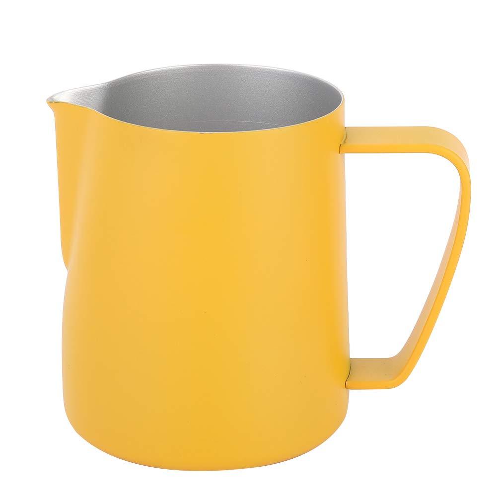 Omabeta Coffee Pitcher Frothing Cup Coffee Art Making Milk Frothing Cup Milk Frothing Pitcher Jug Coffee Latte 600ml Stainless Steel Espresso Pull Flower Cup for Home Coffee Shop Use(yellow) Yellow - NewNest Australia