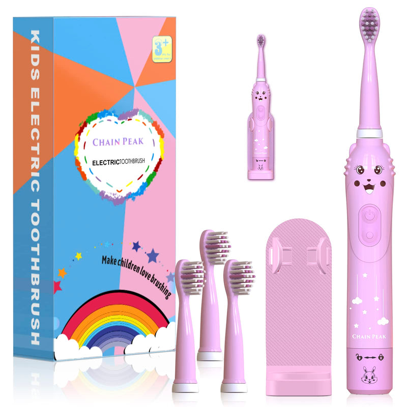 Kids Sonic Electric Toothbrush, Rechargeable Smart Toothbrush for Children, Sonic Toothbrush for Boys Girls Age 3-12 with 30s Reminder, 2 Mins Timer, 6 Modes, 4 Brush Heads, Wall-Mounted Stand… 8650 Pink+4 Heads+ Stand - NewNest Australia
