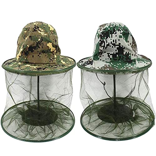 FANDE Mosquito Net Head Net, Camouflage Beekeeper Anti-Mosquito Fly Cap Hat, Mosquito Net Cap, Mosquito Net Face Cover, Outdoor Protection, Put Mosquitoes, Bees and Insects (2PCS) - NewNest Australia