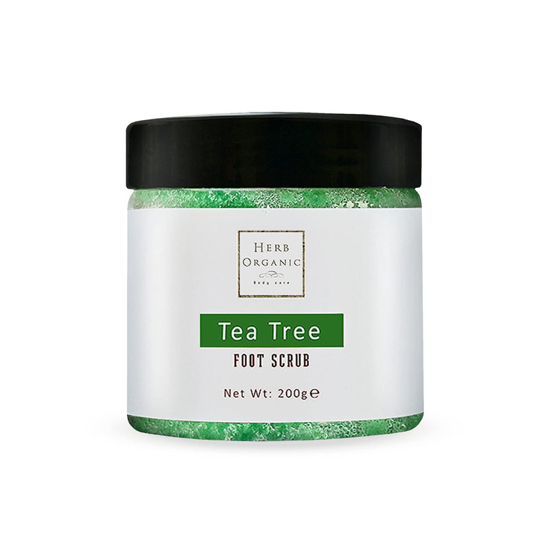 HerbOrganic Antibacterial Tea Tree Foot Scrub – 200 g – Exfoliates, Moisturizes and Cleanses – with Green Tea, Sea Salt & Jojoba Oil – Helps with Corns, Calluses, Athlete Foot, Jock Itch & Foot Odour - NewNest Australia