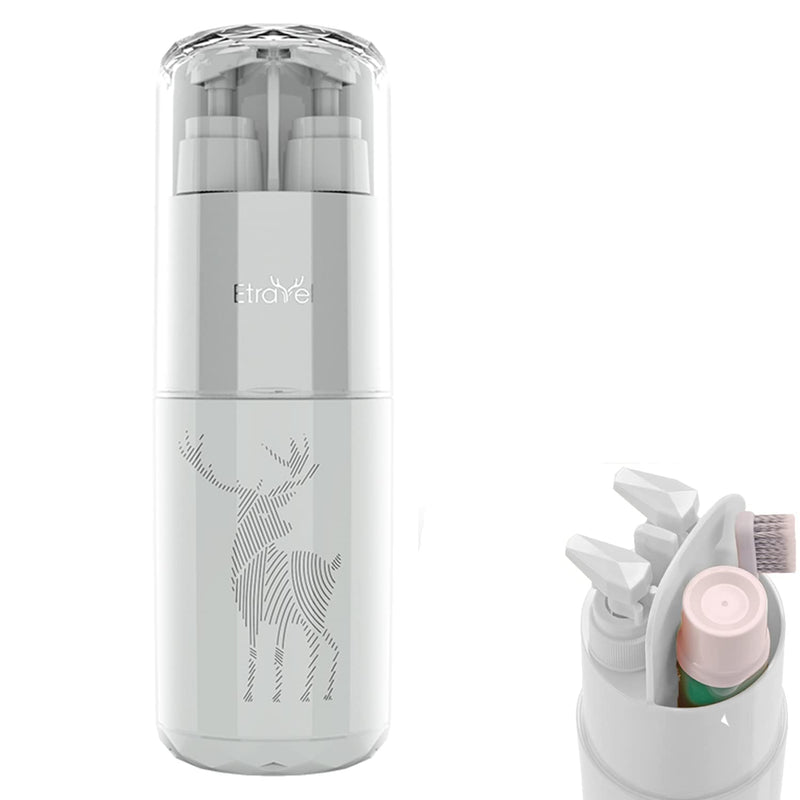 Meiyijia Travel Water Cup Set, Toothbrush Case, Toothbrush Cup, with 2 x 45 ml Lotion Dispenser, Soap Dispenser, Comb, Mirror, Suitable for Camping, Travel, Business Trips, School (Grey) Gray - NewNest Australia