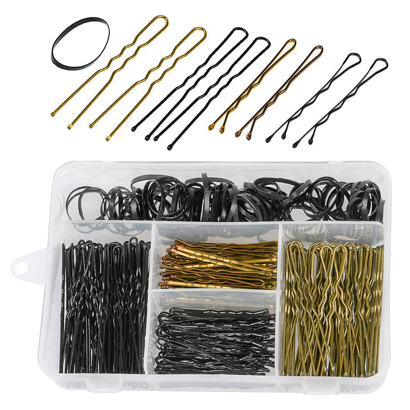 300 Pcs Bobby Pins & Hair Bands Set Including 100 Pcs Hair Bands & 200 U Shape Hair Pins Hair Clips with Storage Box Bobby Pins for Fine Hair Blonde Bobby Pins Hair Bobby Pins Bobby Pin - NewNest Australia