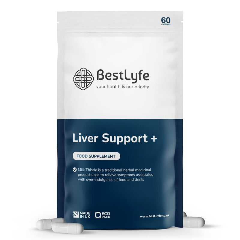 BestLyfe Liver Support + | 60 Capsules | Milk Thistle | Liver Detox | Liver Cleanse | Liver Repair | Liver Supplements | Gall Bladder Support | Brain Function Support | UK Made - NewNest Australia
