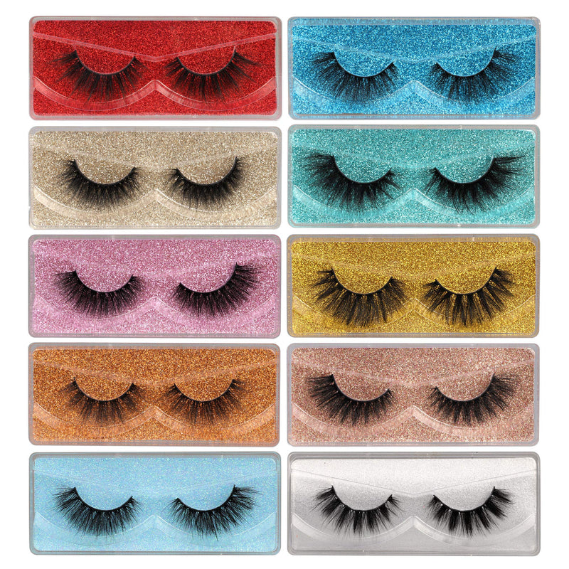Newcally Lashes False Eyelashes Natural 3D Faux Mink Eye Lashes 10 Pairs 10 Styles Fluffy Wispy Fake Eyelashes Dramatic Handmade Reusable Lashes Pack with 10 Portable Eyelash Boxes - NewNest Australia