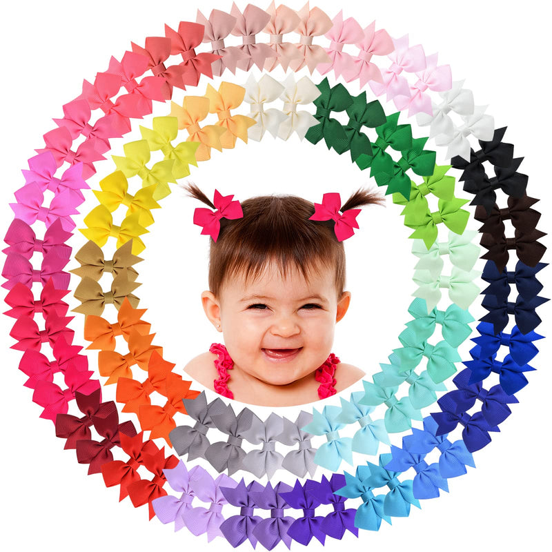 80Pieces Baby Girls Clips 2" Mini Hair Bow Grosgrain Ribbon Hair Bows with Fully Ribbon Lined Alligator Clips for Baby Girls Infant Toddlers Kids 40 Colors in Pairs - NewNest Australia