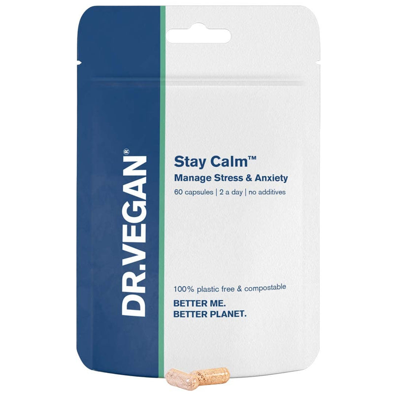 DR.VEGAN Stay Calm | for Stress & Anxiety | 60 Capsules | Two-A-Day | Including Ashwagandha KSM-66 150mg, Cordyceps 150mg, Rhodiola 100mg, Schisandra 100mg - NewNest Australia