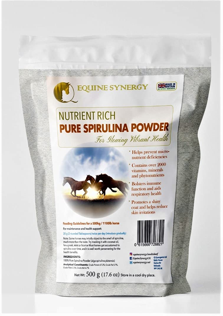 Equine Synergy High Potency Spirulina 500g For Horses and Ponies -100% Pure with Over 2000 Vitamins, Minerals and Nutrients to Enhance Health and Bolster the Immune System - NewNest Australia