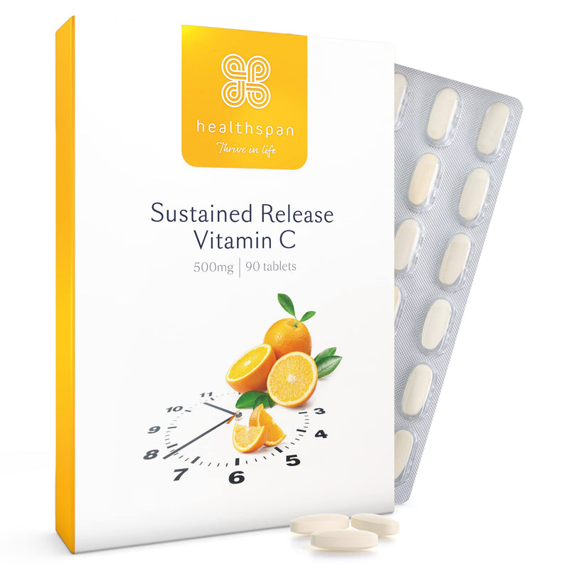 Healthspan Vitamin C Sustained Release 500mg (3 Months' Supply) | to Support Your Immune and Nervous Systems | Added zinc to Support Cognitive Function | Vegan - NewNest Australia