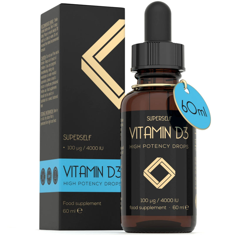 Vitamin D Drops - Vitamin D3 4000 IU Liquid for Adults - 60ml 1200 Drops - High Strength & Absorption Supplement for Strong Bones, Teeth, Immune System - Vit D 1000IU per 1 Drop - UK Made & Vegetarian - NewNest Australia
