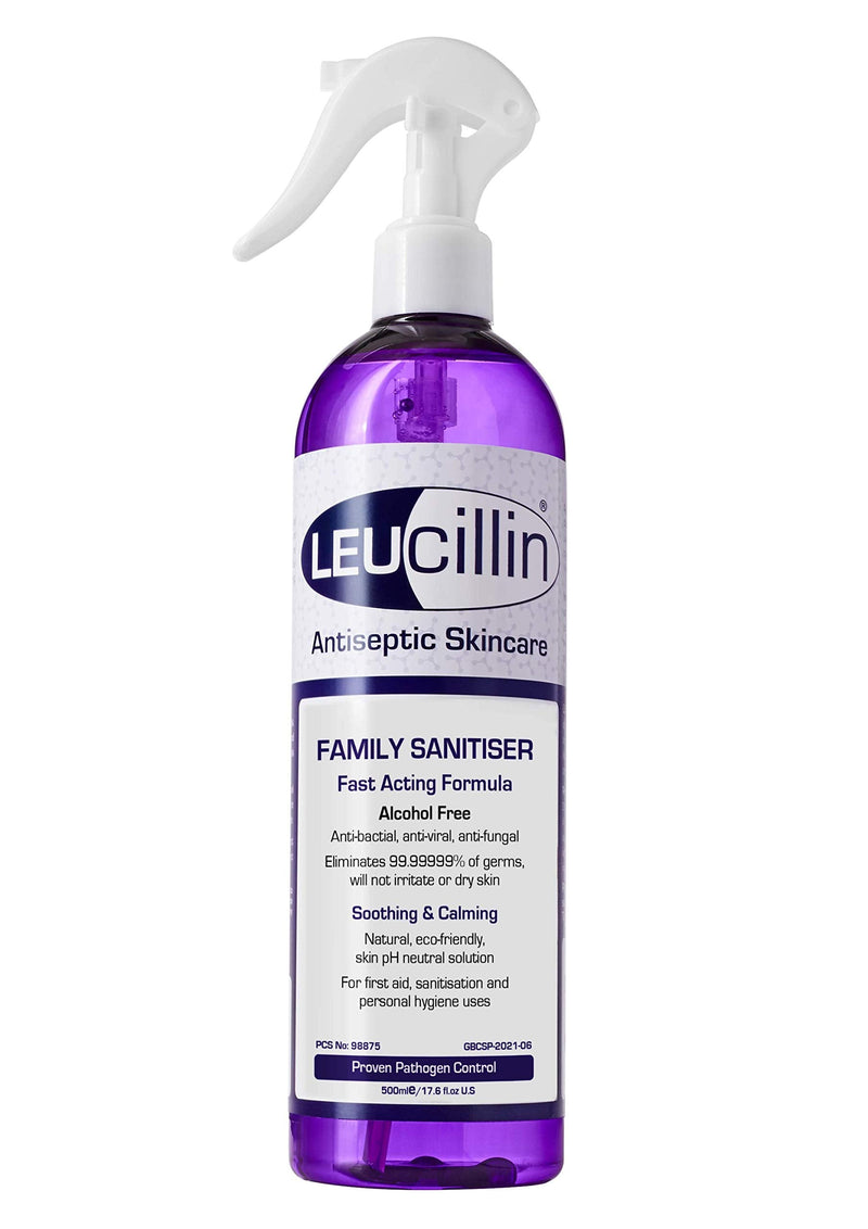 Leucillin Family Sanitiser | Alcohol Free Antibacterial, Antifungal & Antiviral Antiseptic Spray Disinfectant | for Hands, Face, Skin, Your Home & Pets (500ml) - NewNest Australia