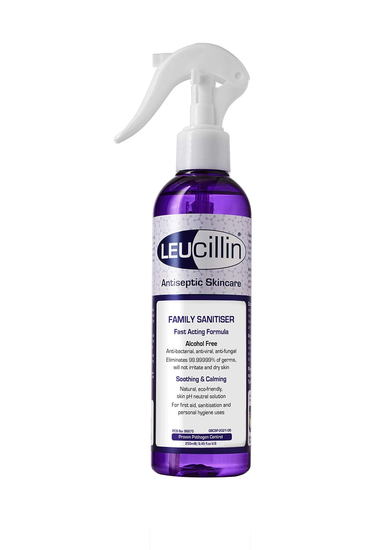 Leucillin Family Sanitiser | Alcohol Free Antibacterial, Antifungal & Antiviral Antiseptic Spray Disinfectant | for Hands, Face, Skin, Your Home & Pets (250ml) - NewNest Australia