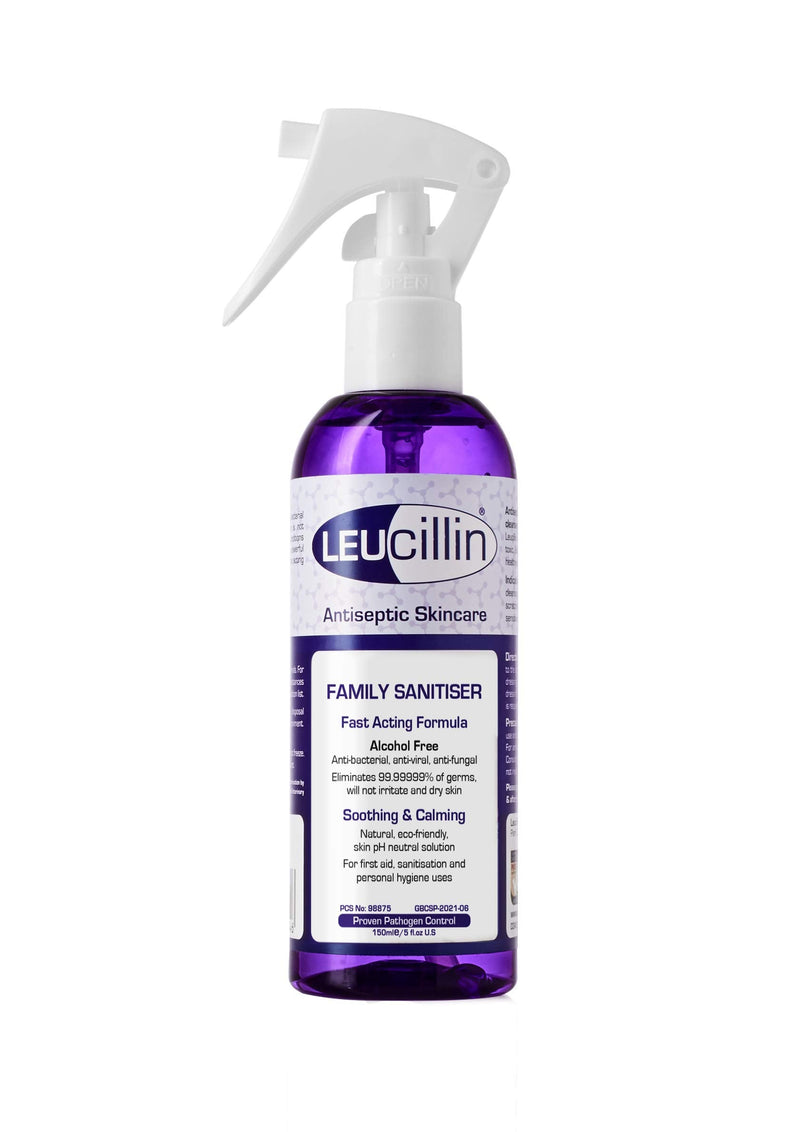 Leucillin Family Sanitiser | Alcohol Free Antibacterial, Antifungal & Antiviral Antiseptic Spray Disinfectant | for Hands, Face, Skin, Your Pets & Home (150ml) - NewNest Australia