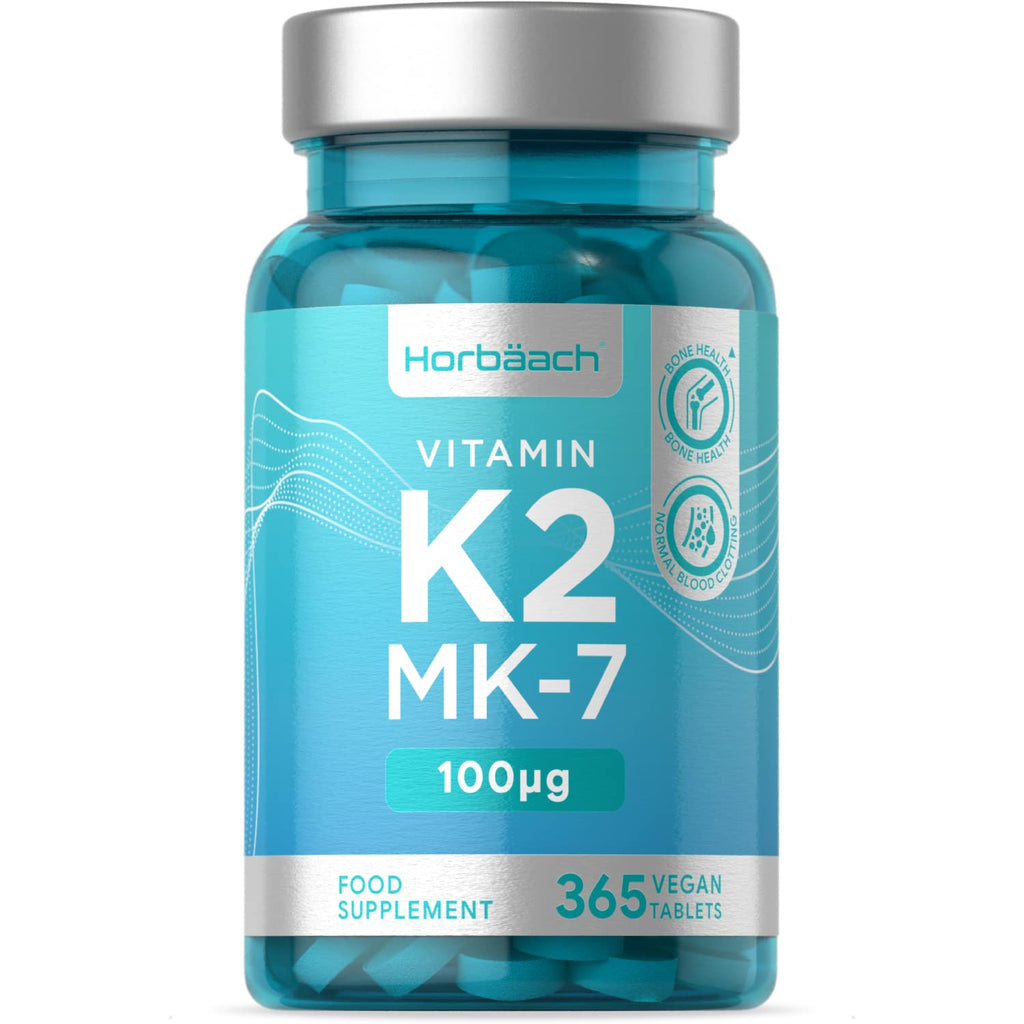 Vitamin K2 MK7 100mcg | 365 Vegan Tablets (not Capsules) | High Strength Menaquinone 200mcg Take 2 | Maintenance of Normal Bones | Non-GMO, Gluten Free Supplement | No Artificial Preservatives - NewNest Australia