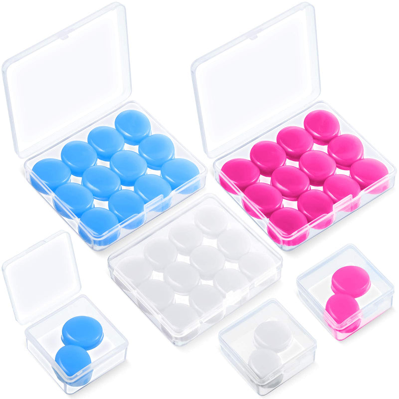 21 Pairs Ear Plugs for Sleeping Soft Reusable Moldable Silicone Earplugs Noise Cancelling Earplugs Sound Blocking Ear Plugs with Case for Swimming, Concert Airplane 32dB NRR (White, Blue, Rose Red) White, Blue, Rose Red - NewNest Australia
