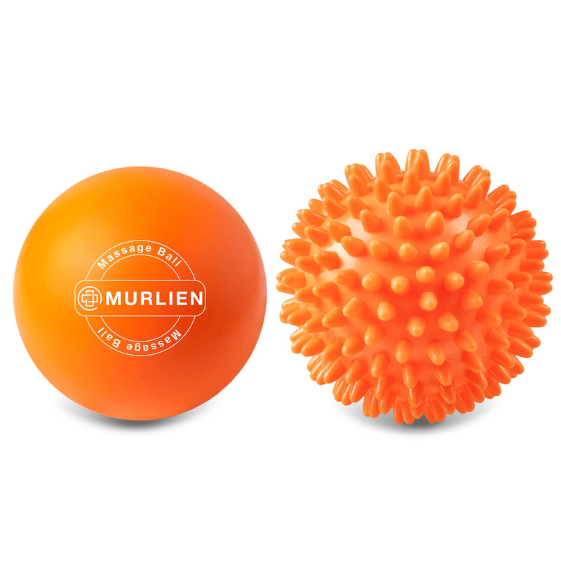 MURLIEN Massage Ball Set, Spiky Ball & Lacrosse Ball for Trigger Point, Deep Tissue, Myofascial Release, Massager for Neck, Shoulder, Back, Foot or Muscle Tension - Orange - NewNest Australia