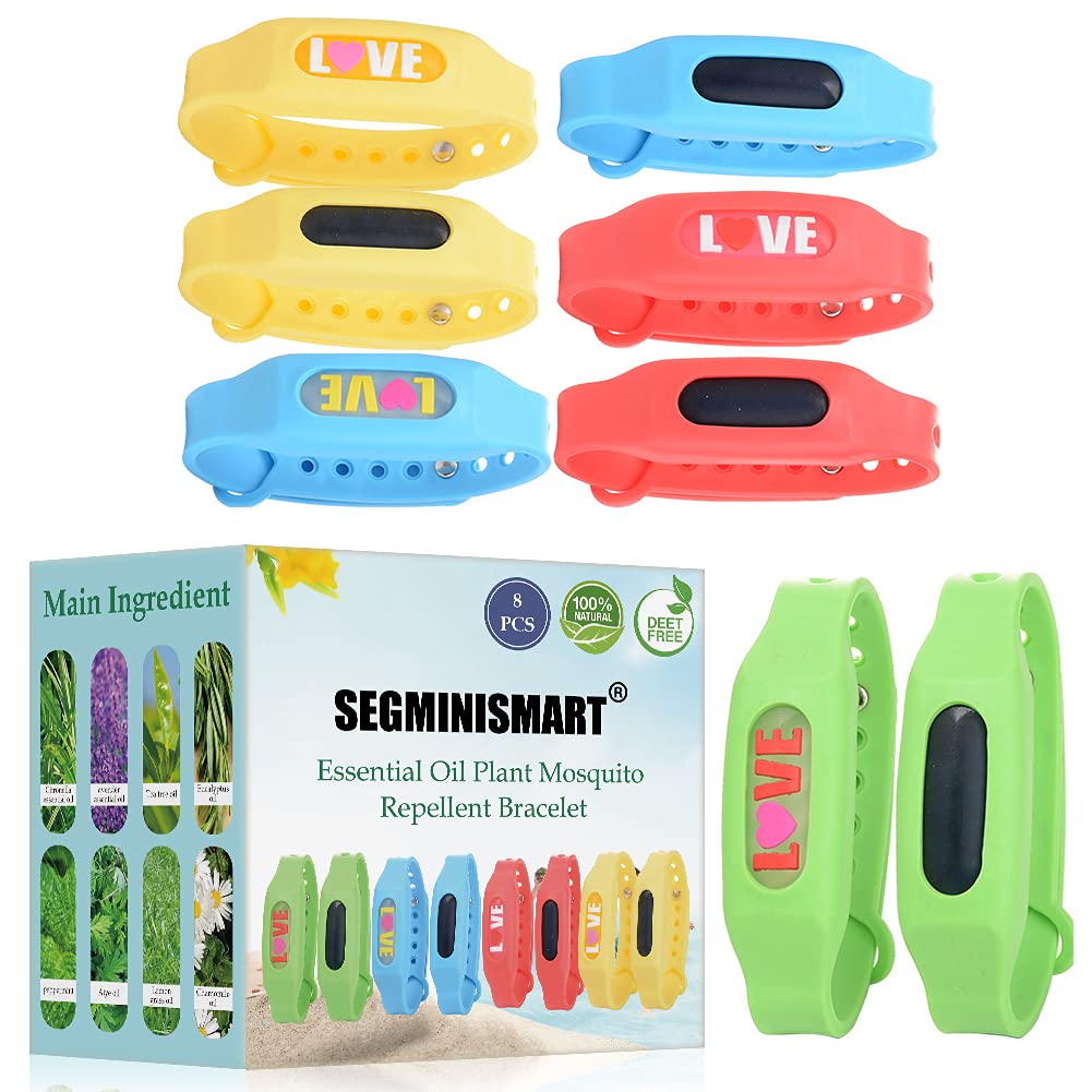 SEGMINISMART Mosquito Repellent Bracelet,Anti-Mosquito Bracelet,Insect Repellent Bands,Long-Lasting Waterproof Mosquito Repellent Bracelet Protection for Adult Kid 8 Count (Pack of 1) - NewNest Australia