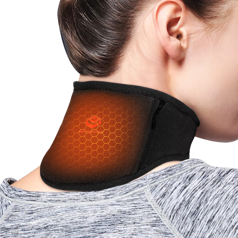 Neck Heat Pad - Neck Pain Relief by Far-Infrared Physical Therapy, USB Heated Neck Wrap with Adjustable Temperature, Perfect for Sore Neck and Muscle Pain Relief, Black - NewNest Australia
