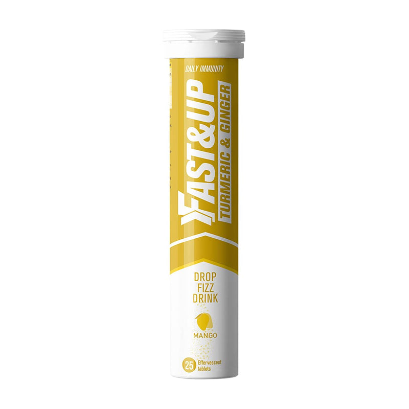 Fast&Up Turmeric & Ginger – Natural Curcumin – Super Herbs – Zinc, Ginger & Black Pepper – 25 Effervescent Tablets - Mango Flavour 25 Count (Pack of 1) - NewNest Australia