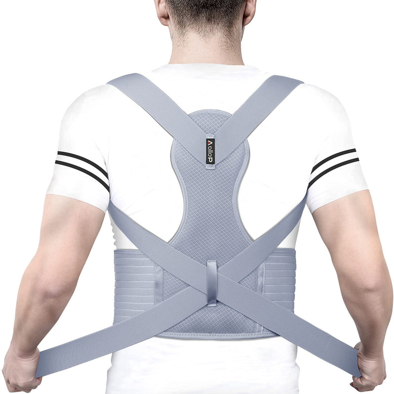 Posture Corrector Men and Women Shoulder Support -Aollop Back Support Back Brace with Breathable Adjustable Elastic Bands Support Bars Posture Improve Back Pain Association Lower Lumbar Relief-Grey Grey - NewNest Australia