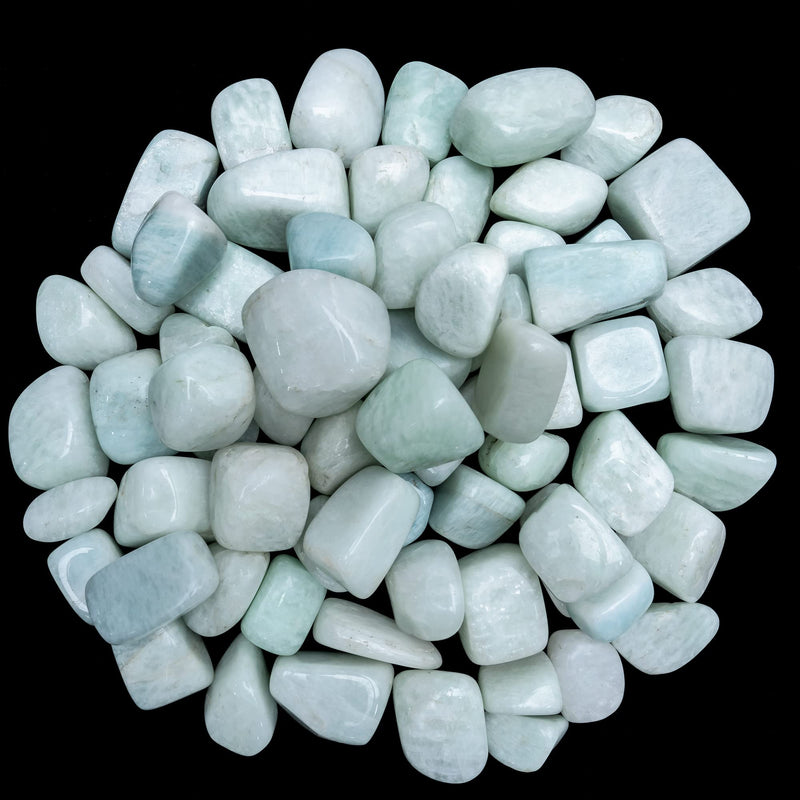 Crocon Amazonite tumble stones | Stones Set | Pocket Crystal Healing gemstones | Tumble Collection palm stone | Good Luck |Charm Gift Craft | Home Decor Size: 20-25 mm | 1 LB - NewNest Australia