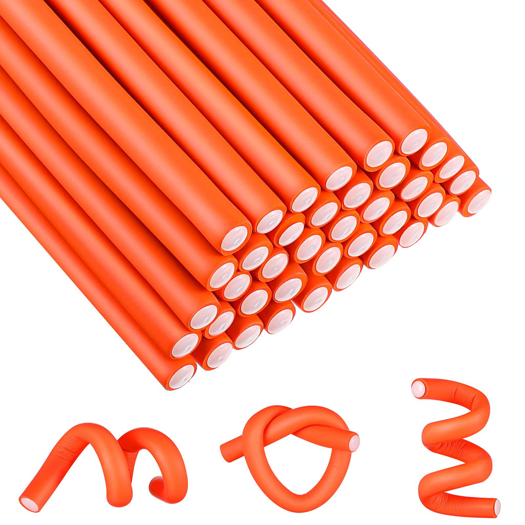 45 Pieces Flexible Curling Rods Twist Flexible Rods No Heat Hair Rollers Soft Foam Hair Rods for Women Girls Long, Medium, Short Hair (Orange,1 cm Diameter) 45 Count (Pack of 1) Orange - NewNest Australia