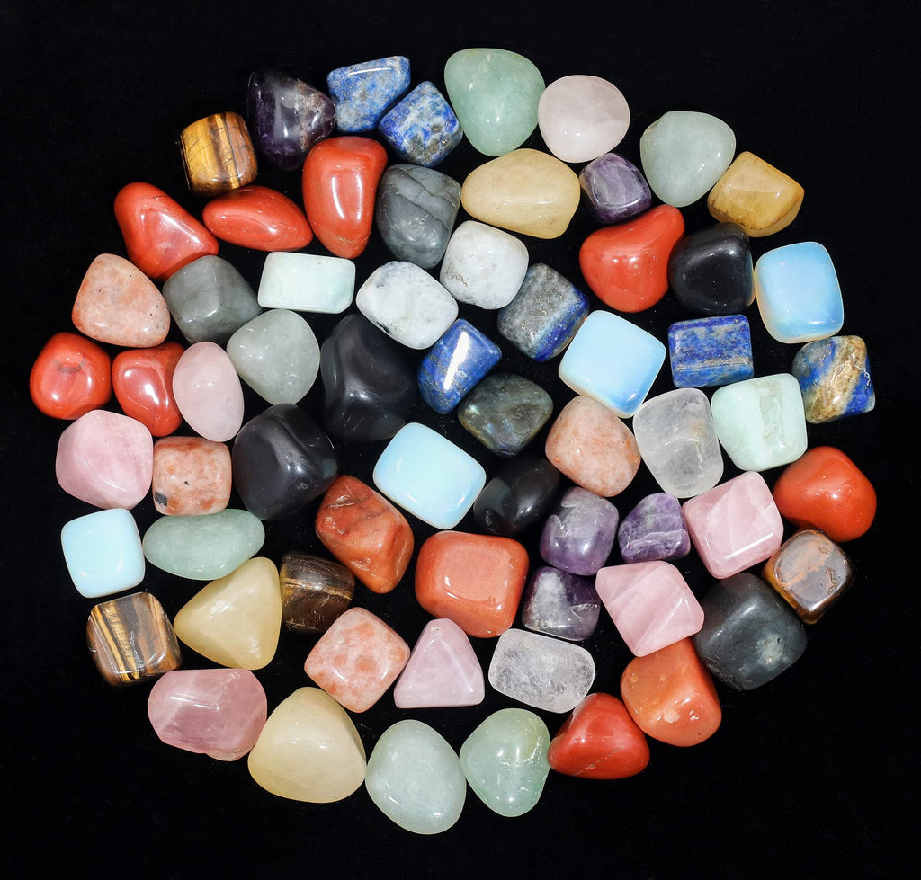 Crocon Assorted tumble stones Set Pocket Crystal Healing gemstones Tumble Collection palm stone Good Luck Charm Gift Craft Home Decor Size: 20-25 mm | 1 LB Assorted Tumbles - NewNest Australia